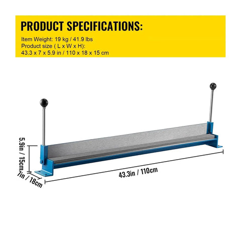 36 Inch Portable Sheet Metal Bending Brake With Heavy Duty Steel Body And Dual Handles For No Sweat Folding Bench Top Mount Ready Includes Secure C Clamps showing product dimensions and features.