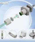 Laser Distance Meter For Water Level And Snow Depth, Class 1 Safety, 915 MHz, Easy Cable-Connected Unit With Main Display For Precise Environmental Monitoring And DIY Projects exploded view with display and sensor