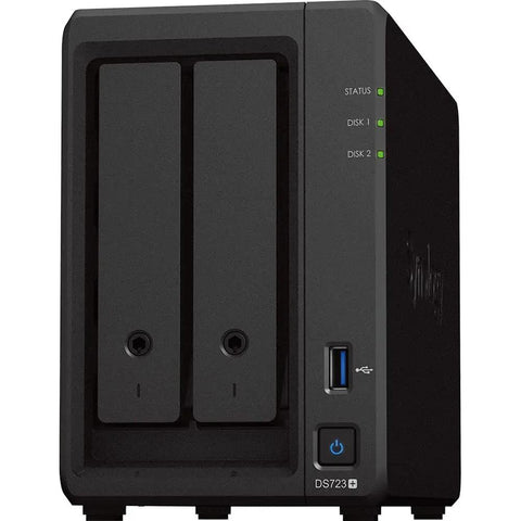 Badass Desktop Network Attached Storage Server Boasting AMD Ryzen Processor And 32 Gigabytes Memory Coupled To 16 Terabyte Drives front view with LED indicators.