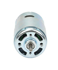 Smooth Riding DC Motor 775 Upgrade Kit Featuring Dual Ball Bearings That Kick Some Serious Torque At 12000 RPM showing front view with shiny metal casing.