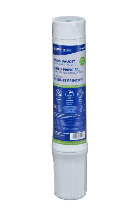 Full Flow Under Sink Water Filter Replacement For NSDW300, Easy Install Quick Twist On Filter Change, NSF Certified, white finish