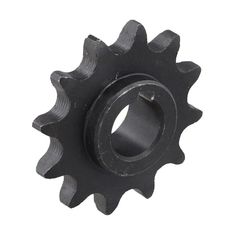 Heavy Duty 12 Tooth Steel Sprocket With 5/8 Bore For #40 #41 #420 Roller Chains On Motorcycles And Go Karts side view showing precision machined gears.
