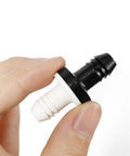 BBTUS inline vacuum barbed check valve, 3/8 in (10 mm), white body with black cap, ABS plastic.
