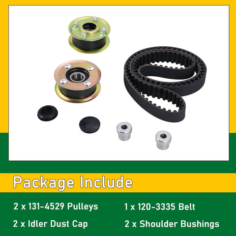 Mower Idler Pulley And Deck Belt Kit For 30 Inch Deck Walk Behind Mowers, 44 Inch Cogged Drive Belt With 140 Teeth, Three Quarters Inch Wide