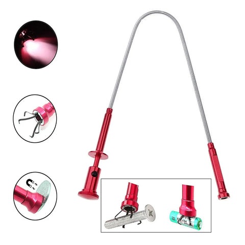 Flexible Claw Grabber Tool With LED Light Reaches Tight Spots Under Furniture Crevices And Drains Magnetic Head Picks Up Small Metal Debris Ideal DIY Handyman Gift For Men And Women