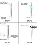 DPTOOL 14mm back-tap spark plug thread repair tool, M14x1.25, steel, 5.27in, four-step usage diagram