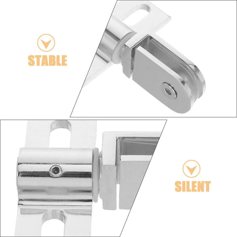 Four Sets Silver Alloy Heavy Duty Shower Door Hinges With Dual Opening For 812mm Frameless Tempered Glass Showers, close-up view