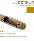 Back view of a 4 pack antique zinc alloy cabinet pull with 3 inch hole centers in brass finish, showing screw hole details