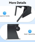 Close-up of ergonomic handles and stable trapezoid base on 24 Inch Industrial Metal Bending Brake for Sheet Metal Fabrication.