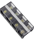 Heavy Duty 4 Position Dual Row Barrier Block Terminal Strip 600V 100A 8 Terminals with Removable Clear Insulating Cover