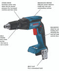 Side view of 18V Brushless Screw Gun With One Quarter Inch Hex Bit Bare Tool Cordless Drywall Driver Ergonomic Grip design