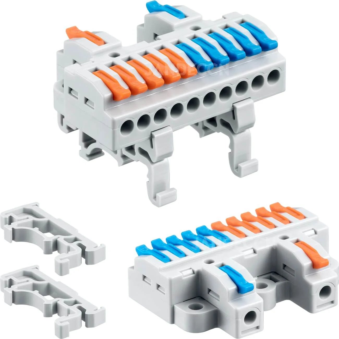Six Piece DIN Rail Terminal Blocks Set For Inline Circuit...