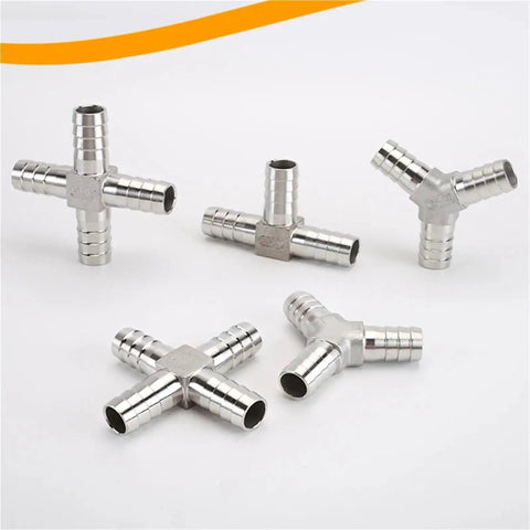 Stainless Steel Hose Tail Connectors 304 Grade Built Tough For Garden And Garage, 6mm To 12mm Fitment, T Type And Y Type