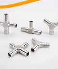 Rugged 304 Stainless Steel Hose Tail Connectors 6mm to 12mm T Type And Y Type Pipe Fitting Tail Connector 50mm Tee