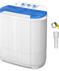 No Sweat Portable Twin Tub Washing Machine, Compact Laundry Washer And Spinner Combo For Apartments And Dorms, with blue lid and controls.