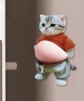 2 Pack Cat Themed Door Stopper Wall Protectors with Adhesive Soft Rubber Base Door Knob Shield Cute Cartoon Cat Design