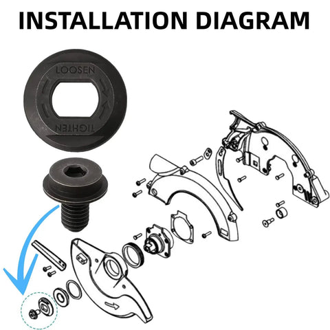 Installation diagram for Beefed Up Steel Outer Clamp Washer And Circular Saw Bolt Replacement for DCS390 DCS391 DCS392