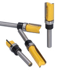 Adjustable Hinge Router Bit Set 4 Piece 1/4 Inch Shank Tungsten Carbide Blade Tenon Cutter with yellow blades.