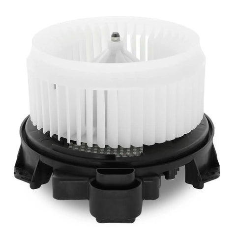 Swap In That Smooth Cabin Warmth Fast With This Top Notch OE Replacement HVAC Blower Motor For Toyota Corolla 2009 To 2019 Made For Automatic Climate And Quick Bolt On, showing white fan blades and black casing.