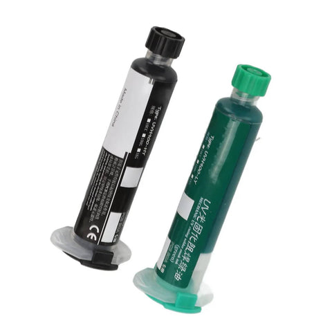 Curable Solder Ink Insulating Protective Coating For PCB Circuit Board Repair And Maintenance, 2 Pack 10cc, Black And Green tubes