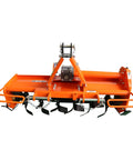 Front view of 3 Point 49 Inch Rotary Tiller Attachment For Cat 1 Tractors, displaying L shaped tines and 49 inch till width.