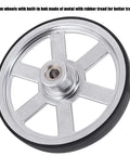 Beefy 90mm Industrial Robot Wheels With Built In D Type Steel Shaft Hub for DIY robots, metal wheel with rubber tread for traction