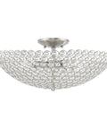 Cassandra 4 Light Brushed Nickel Ceiling Mount Fixture With K9 Crystal Glass creating a modern vibe in living space.