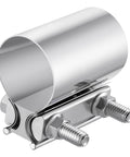Two Inch Exhaust Clamp Butt Joint Band Sleeve Connector Stainless Steel For Pipes Mufflers And Catalytic Converters Easy Install No Weld 1 Piece Heavy Duty Clamp