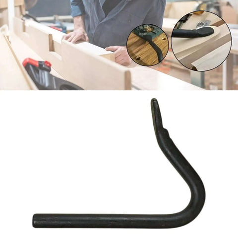 Heavy Duty Workbench Holdfast Clamp For Woodworking, Pro Grade Quick Release Metal Bench Dog Hole Clamp in use, close-up