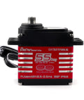 Front view of Beefy 55Kg Torque Waterproof IP68 Brushless Digital Servo with 7.4V motor and steel helical gears for RC crawlers.