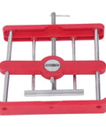 Self Centering Mortise Tenon Jig Kit Delivers Dead On Alignment And Quick Setup For Rock Solid Woodworking Projects, red and steel build.