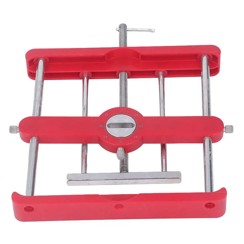 Self Centering Mortise Tenon Jig Kit Delivers Dead On Alignment And Quick Setup For Rock Solid Woodworking Projects, red and steel build.