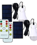 Solar Powered Lamp With Remote Control, Portable LED Bulb Lights, Efficient Solar Panel Charging, 350LM, Pack Of 2 displayed