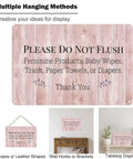 Aluminum 8x12 Rustic Wood Print Restroom Reminder Sign No Flush For Feminine Products, Baby Wipes, Trash, Paper Towels, Diapering Supplies, Wall Mountable Hygiene Sign
