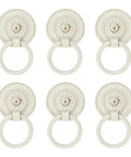 European Style Drop Ring Pull Handles for Cabinets and Drawers Lotus Pattern Knobs 2.2 Inch Diameter Zinc Alloy Pack of 6