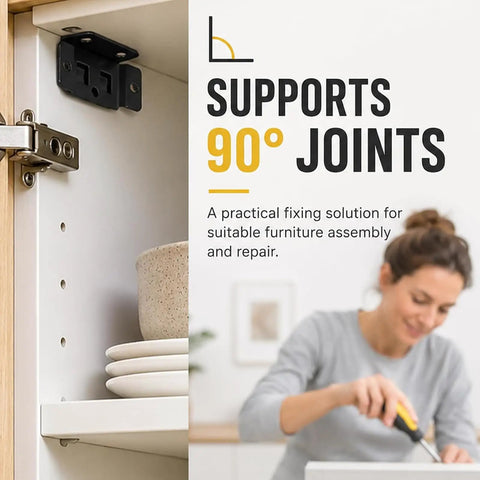 Two In One Locking Insert Shelf Brackets Set Of 20 Heavy Duty L Shape Corner Connectors with screws for cabinets in use