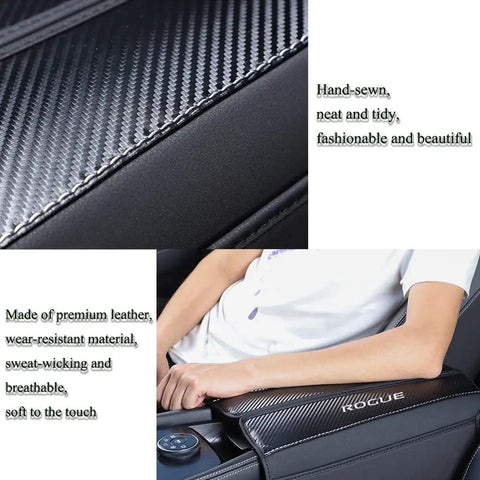 Nissan Rogue Leather Center Console Armrest Cover With Side Pockets Fits 2021 2022 2023 2024 2025 2026 PU Leather Scratch Resistant Wear Resistant