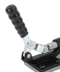 Close-up of the handle on the No Sweat Precision Pocket Hole Jig System for fine woodworking alignment.