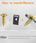Installation guide for 170 Piece Car U Clip And Screw Kit With 10 Sizes For Dash Panels Door Trim Bumpers And Interiors Pro Grade Heavy Duty Automotive U Nut Clip Set By OTUAYAUTO Heat Treated Steel, showing screw and clip assembly steps.