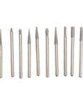 Set of 10 carbide diamond burr bits for Heavy Duty Pneumatic Pencil Die Grinder Cranking Out A Badass 70000 Rpm Output.