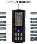 Digital Surface Roughness Tester With Diamond Probe showing LCD display and control buttons for metal parts finish measurement.