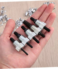 Top Notch 86 Piece Heavy Duty Rivet Nut Kit With M5 M7 M8 Threaded Inserts Perfect For Steel Metal Work, Duct Repair, And Awesome DIY Projects Comes In Sturdy Storage Case For Pros and Amateurs hand holding M5 M7 M8 aluminum rivet nuts