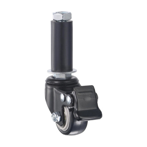 Pack Of Four 1.5 Inch Swivel Casters With Brakes offering a pro move smooth rolling PVC wheel upgrade featuring a sturdy black design.
