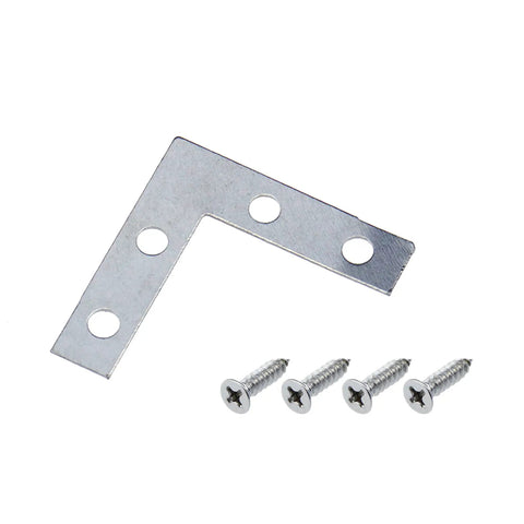 Snag This Heavy Duty 50 Pack Of L Shaped Corner Braces With Four Reliable Screw Holes For Quick Furniture Fixes And Rugged Woodshop Builds Measuring 1.5 Inches Wide In Tough Silver Steel Ready To Handle Any Weekend Project Stress Free, featuring L bracket and screws.