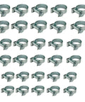 Fuel Line Hose Clamp Set 30 Piece Everyday Heavy Duty Multi Size Assortment Quarter Inch Five Sixteen Inch Three Eighth Inch Zinc Plated Steel Corrosion Resistant Adjustable Screw Clamps For Automotive Agricultural Industrial Plant And Construction arranged in rows
