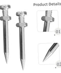 Close-up of 5.8 cm metal spikes and threaded ends for 20 Pcs Lawn Aerator Shoes Pegs For Garden Soil Aeration And Grass Care