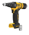 Dewalt 20V Max Xr Cordless Rivet Tool Dcf403B Bare Unit with ergonomic grip and tool free nose for easy operation.