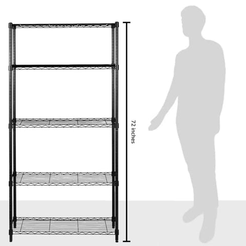 Built Tough Heavy Duty Steel Wire Shelving Rack Five Tier Adjustable Garage Organization Unit With No Sweat Assembly And 1750 Pound Weight Capacity For Tools And Kitchen Black Finish