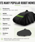 Heavy Duty Robot Lawn Mower Cover Built For Outdoor Garage Storage No Sweat Weatherproof cover fitting popular robot mowers.