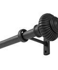 Beefy Black Curtain Rod System Fits 32 To 240 Inches Wide, 1 Inch Diameter, Space Saving Telescoping Rod With Heavy Duty Brackets